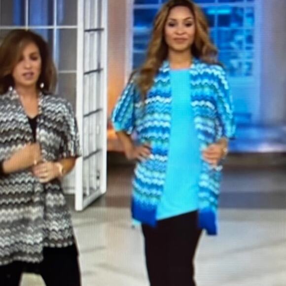 GRAVER Susan Graver Novelty Knit Kimono with Tassel Trim Sz Large - Picture 2 of 8